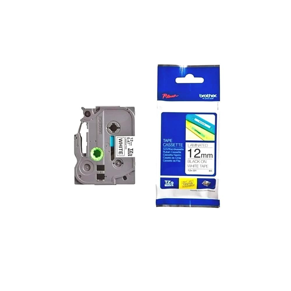 Cinta adhesivo doble blanca-Texto negro TZe-S231 12mm / 8m (Ancho / Largo) 
