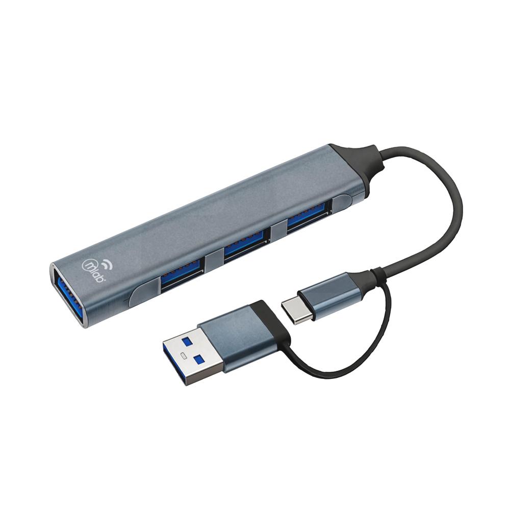 Hub USB-C y USB- A 4 Puertos 1USB3.0 + 3USB2.0